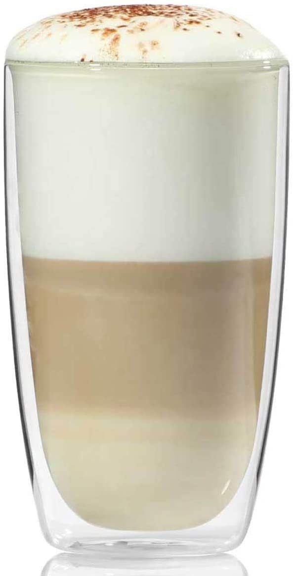 Dimono Latte-Macchiato-Tasse Doppelwandiges Trinkglas 450ml, Borosilikat-Glas, Wasser- Longdrink- & Cocktailgläser