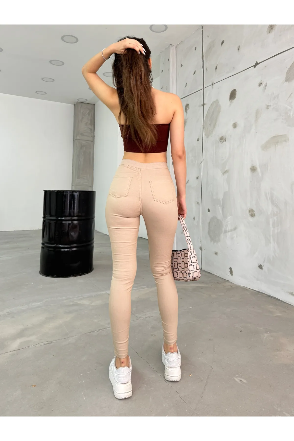 BİKELİFE  Beige Lycra-Leggings für Damen