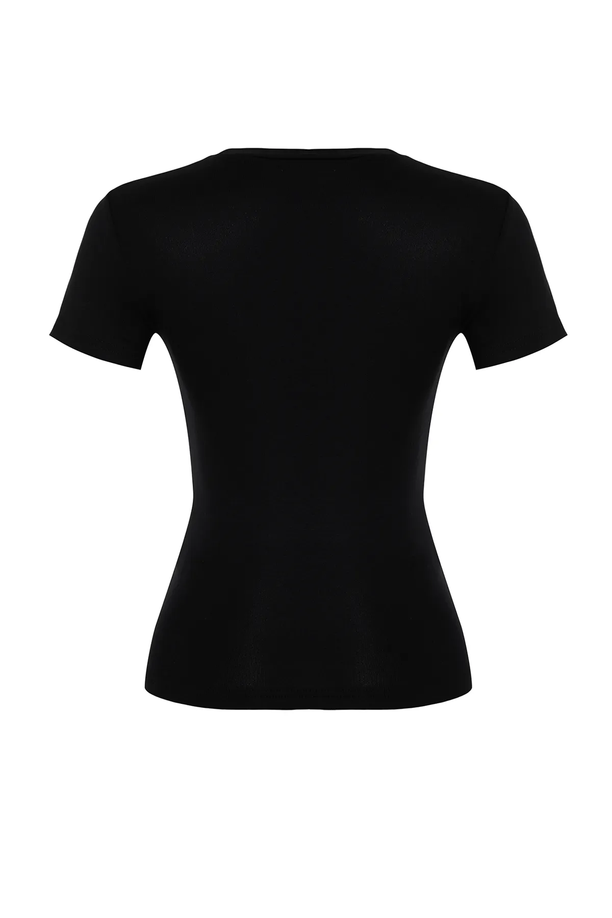 Trendyol Collection  Schwarze figurbetonte Stretch-Strickbluse aus Viskose/weichem Stoff TWOSS24BZ00296