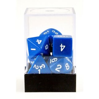 Koplow Würfel: Opaque: Sortiment blau/weiß (7er-Set in Acrylbox)