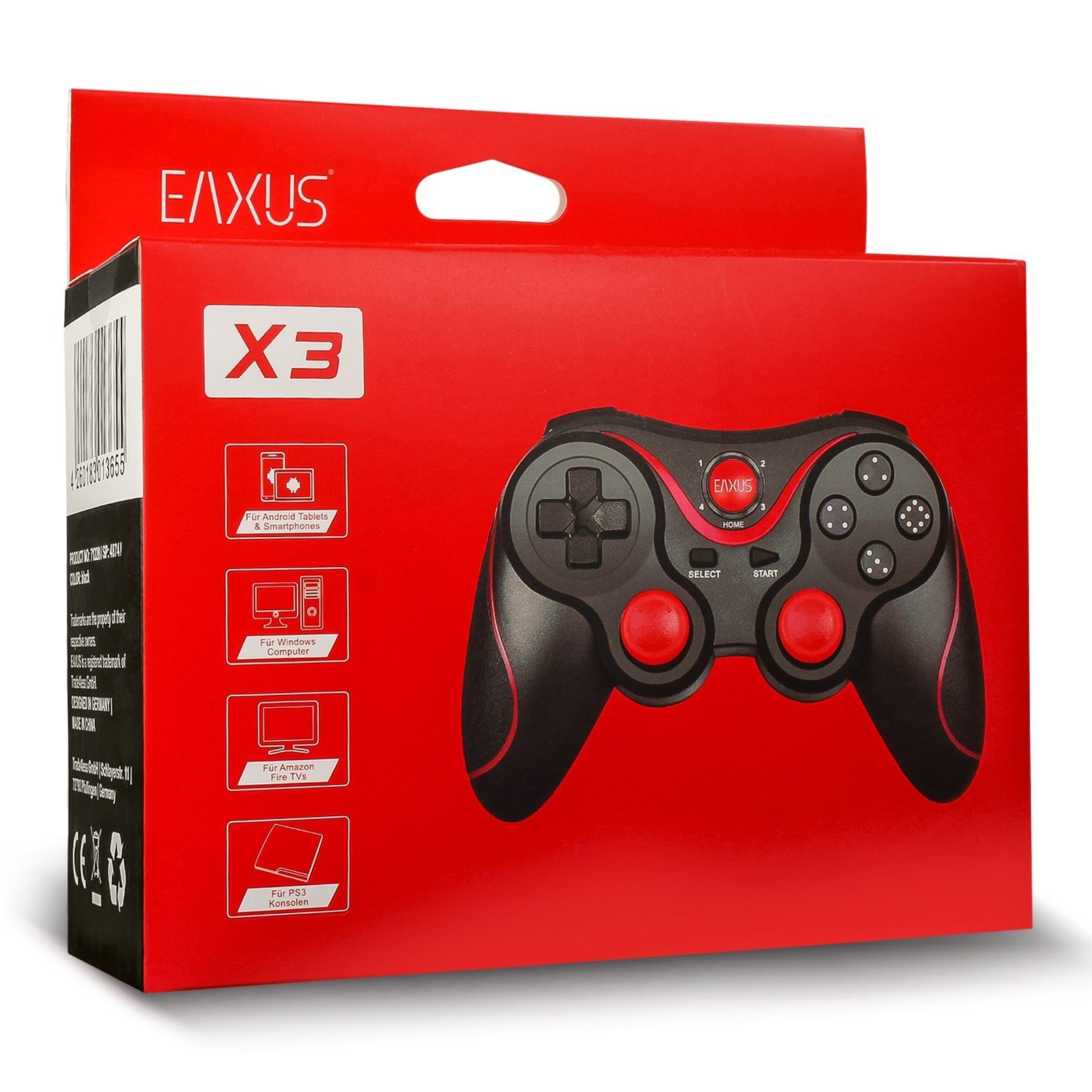EAXUS Bluetooth Gamepad für Fire TV, Smartphone, Android, Google TV & Co. Controller (inkl. Smartphone-Halterung, Auch für Cloud Gaming, Handy & VR)