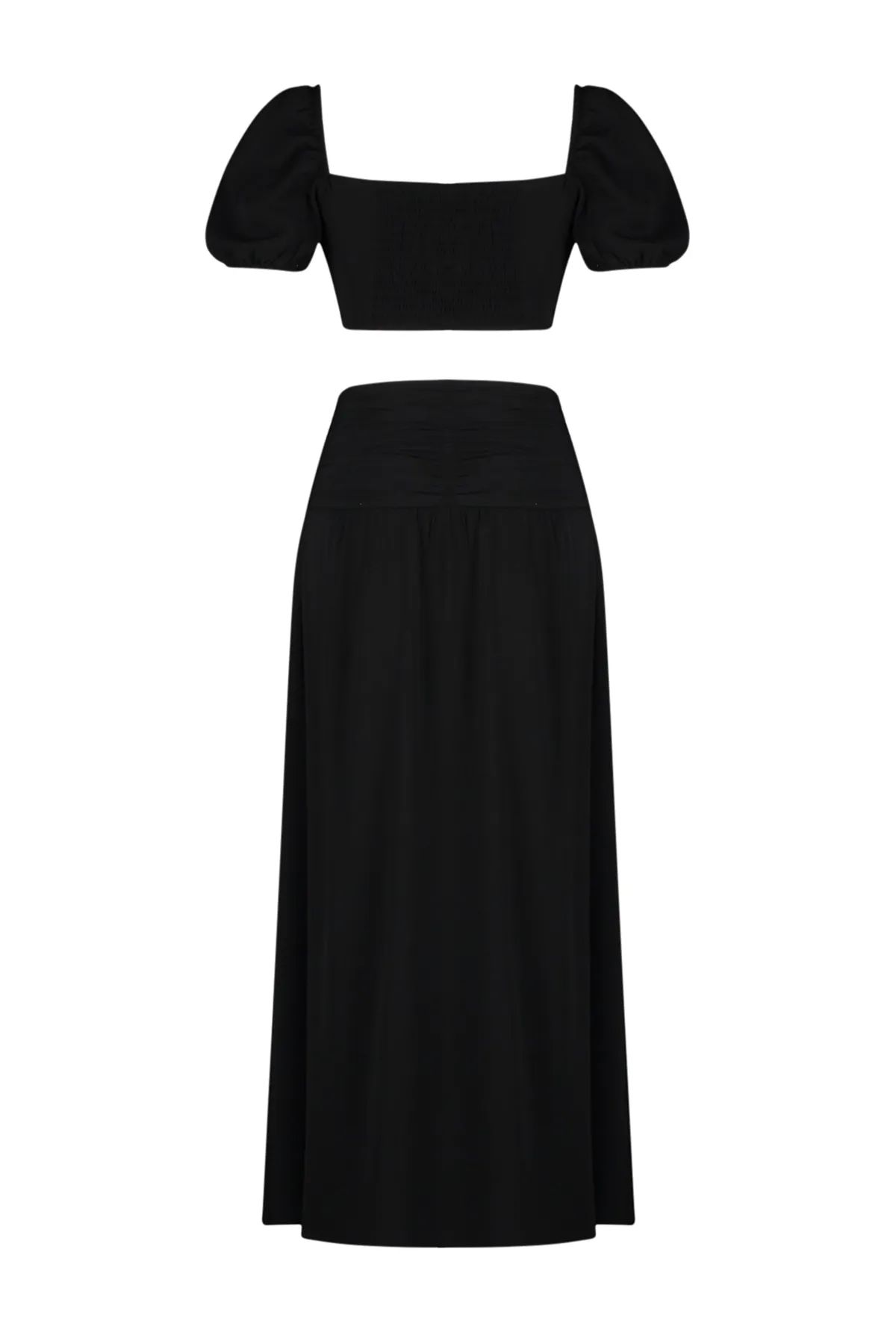 Trendyol Collection  Schwarzes gewebtes Accessoire-Blusenrock-Set TBESS24AU00036