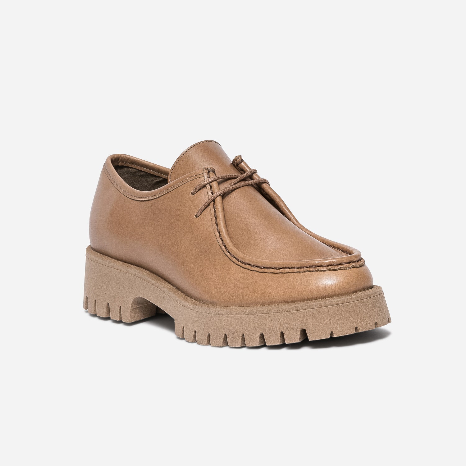 Derby TEXTO camel éco-conçu cuir à semelle crantée