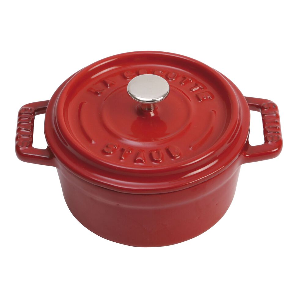 Mini Cocotte 10 cm, rund, Kirsch-Rot, Gusseisen