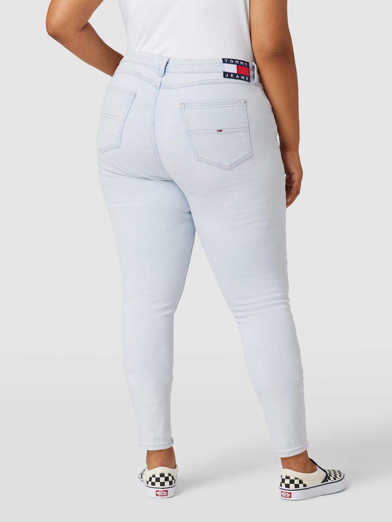 PLUS SIZE High Rise Jeans mit Logo-Stitching Modell 'MELANY' in jeans