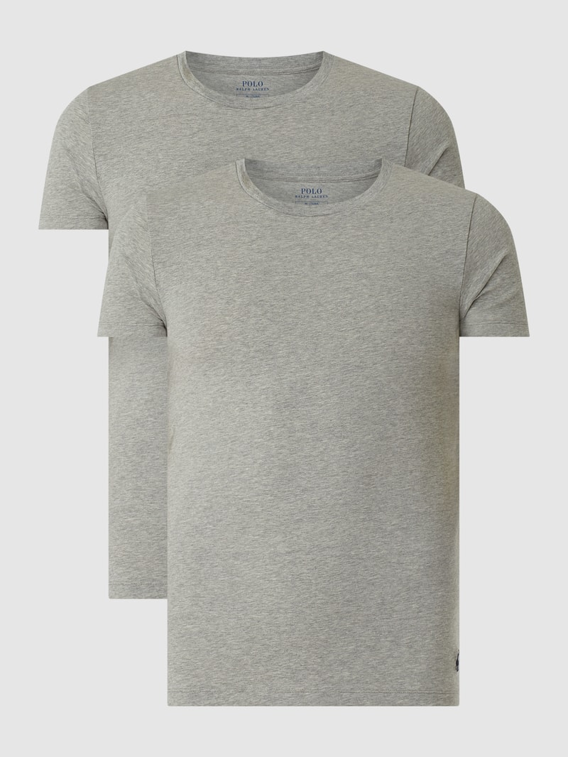 T-Shirt mit Stretch-Anteil im 2er-Pack in hellgrau meliert