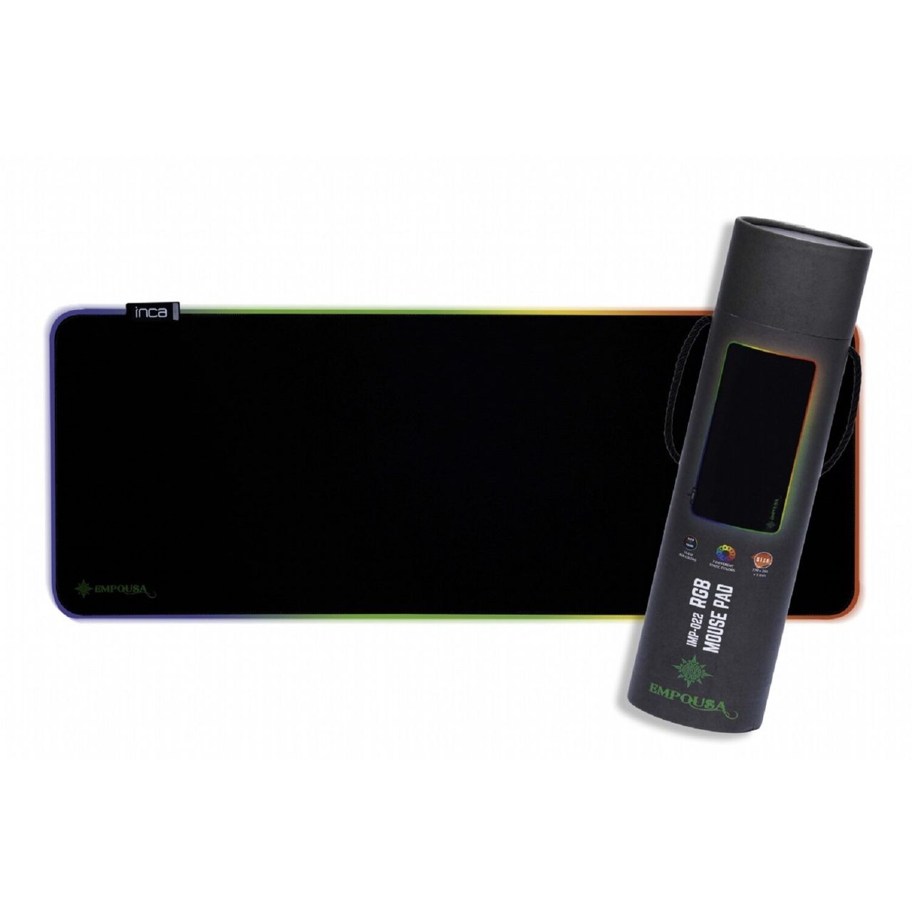 Inca IMP-022 RGB Gaming Mauspad XL 770 x 295 mm verbessert Präzision & Geschwindigkeit Schwarz
