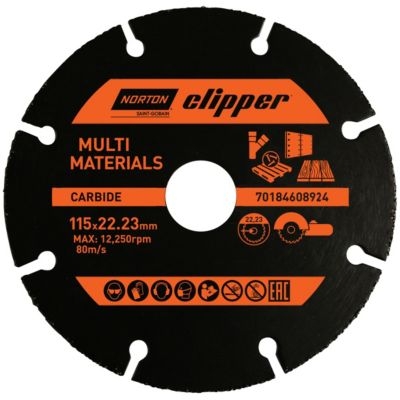 Lame de scie multi-matériaux en carbure Norton Clipper 70184608308 pour meuleuses d'angle, 76 mm
