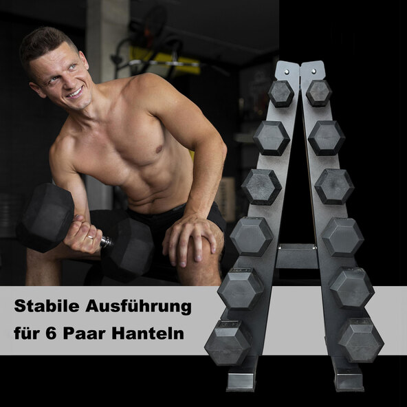 Hantelständer mit 12 Hanteln, 2,5 - 15 kg