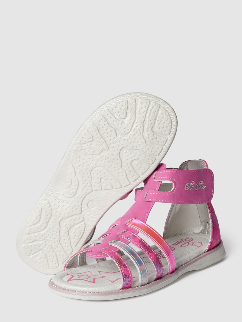 Sandalen mit Label-Stitching in pink