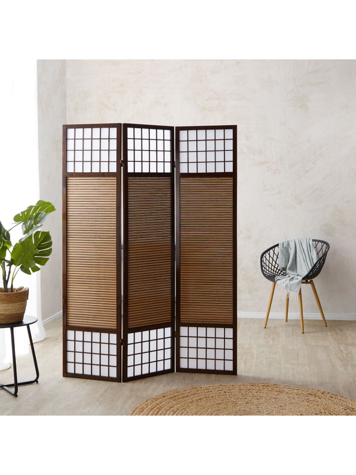 Homestyle4u 3-tlg. Paravent in Braun 132x175 günstig kaufen onesize