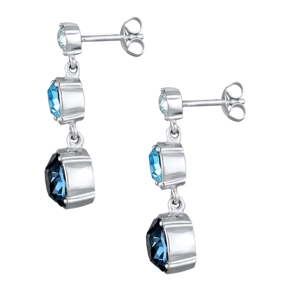 Elli Elli Boucles d'Oreilles Femmes pendentif d'oreilles rond avec cristaux bleu en ar Boucles d'oreilles