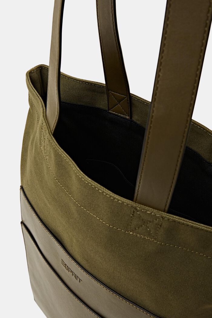 Tote aus Baumwollcanvas mit Details in Lederoptik