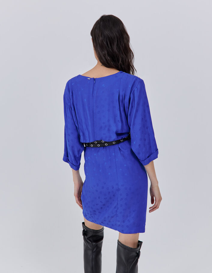 Robe bleue jacquard motif têtes de mort Femme