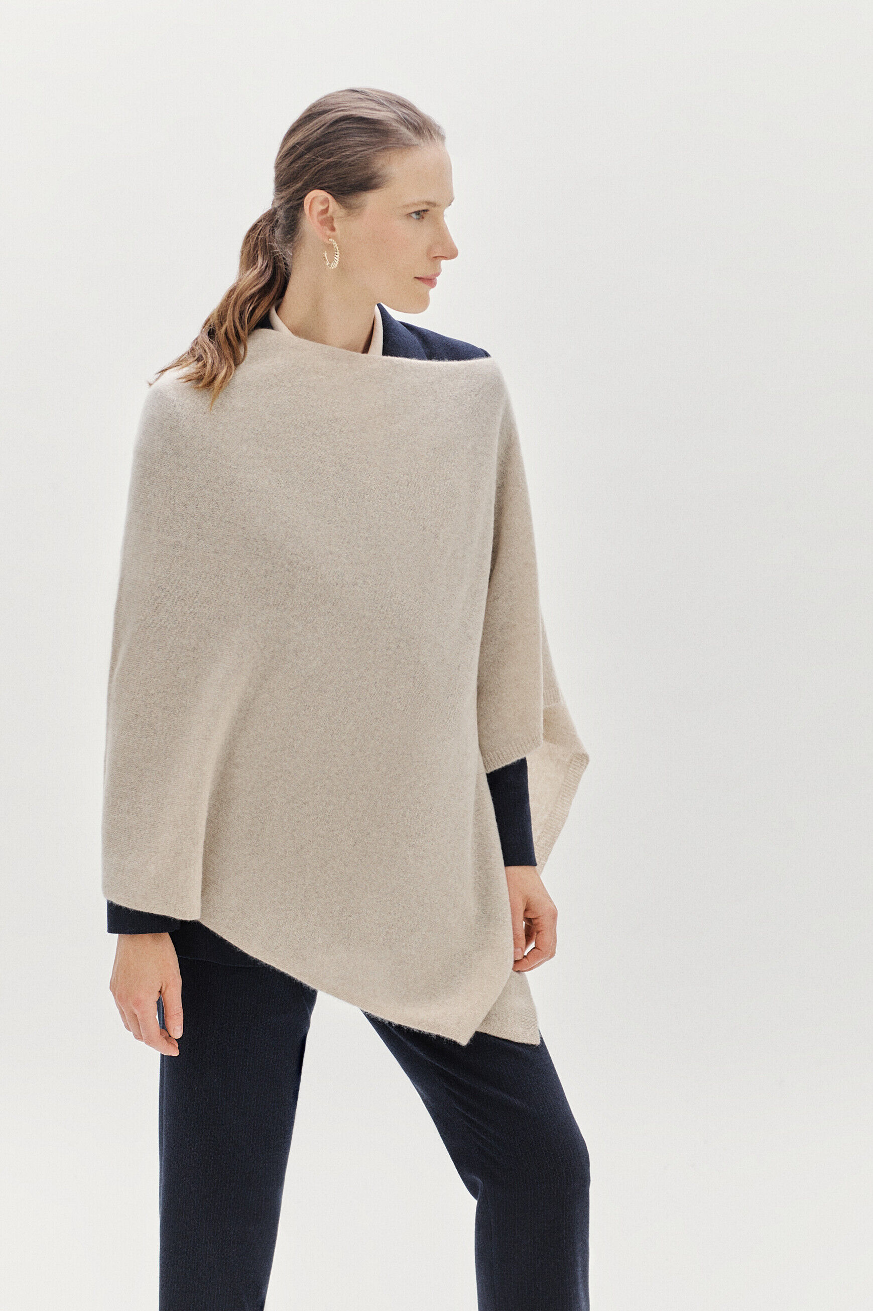 poncho baltimore 100% cachemire beige femme