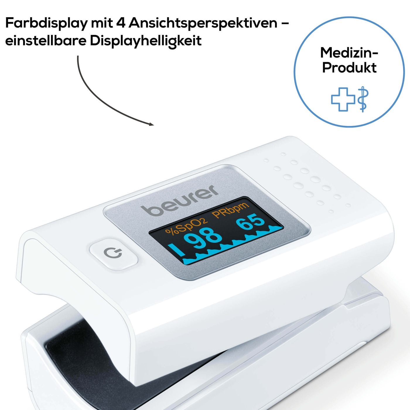 Beurer Pulsoximeter PO 35-Handliches Pulsoximeter zur Messung der Sauerstoffsättigung & Herzfrequenz