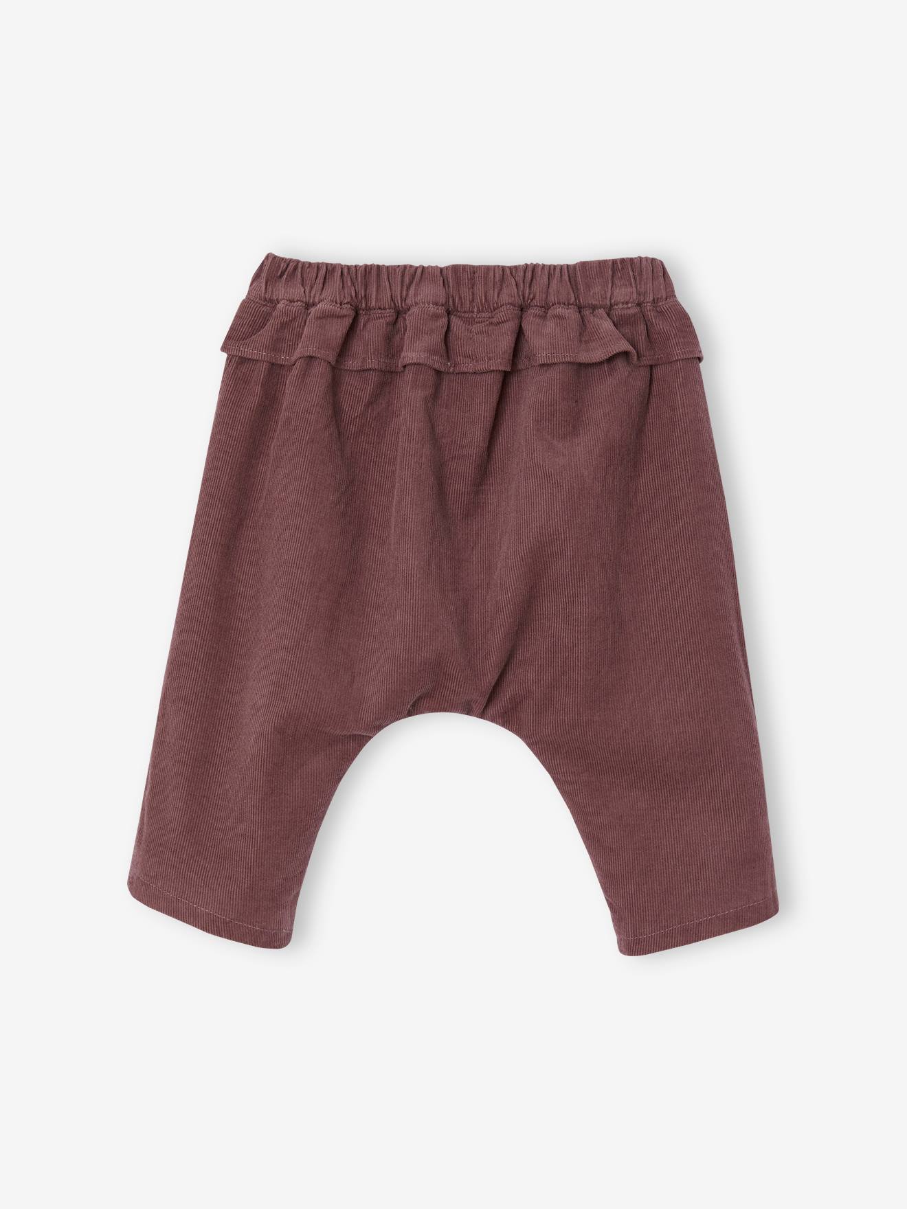 Pantalon bébé en velours aubergine
