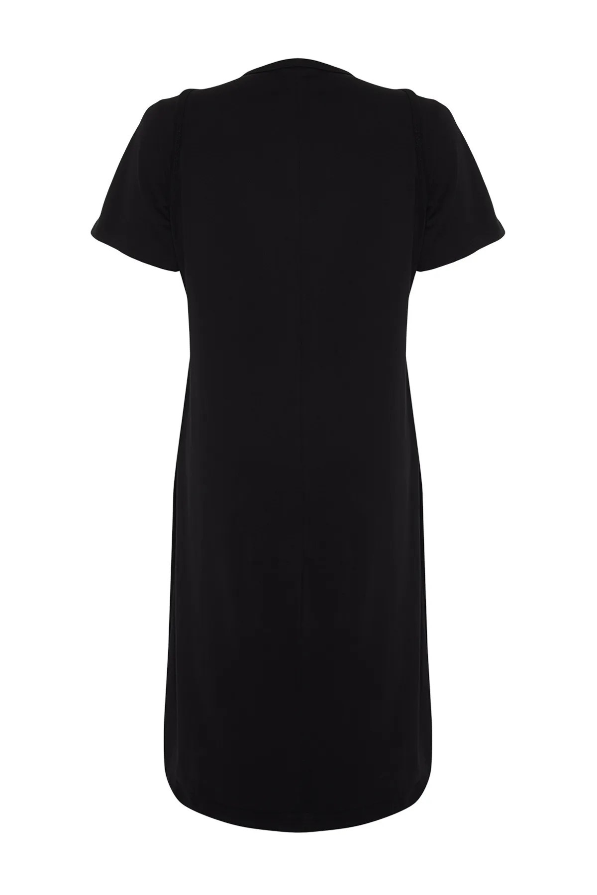 Trendyol Curve  Schwarzes gestricktes T-Shirt-Kleid mit Stickerei und detaillierten Details TBBSS24AH00084