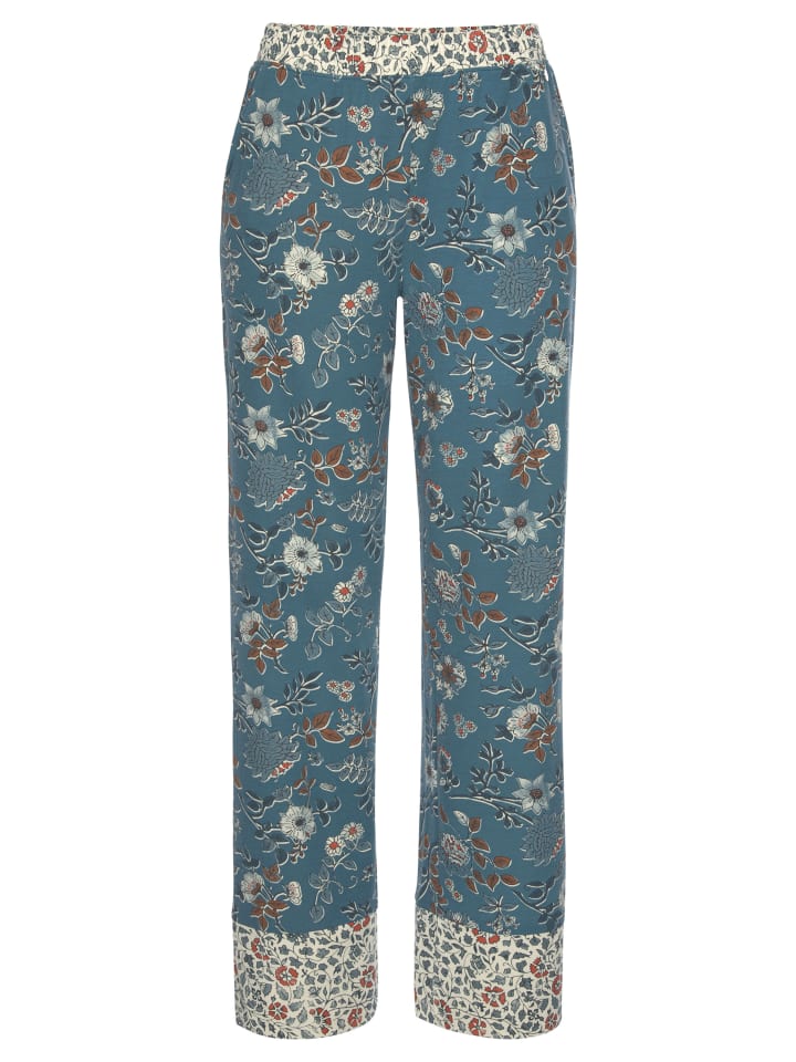 LASCANA Schlafhose in rauchblau-ecru günstig kaufen