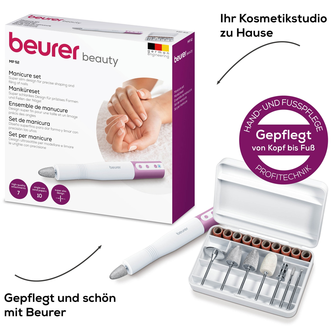 Beurer Maniküreset MP 52-Elektrisches Nagelpflegeset im schlanken Design