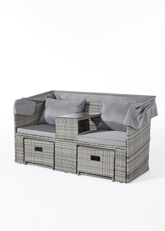 Gartensofa mit Canopy und Fußstützen