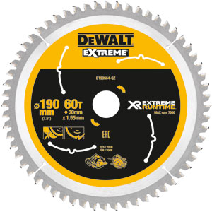 DeWalt Zubehör DT99564-QZ XR Kreissägeblatt 190 mm x 30 mm 60T CSB
