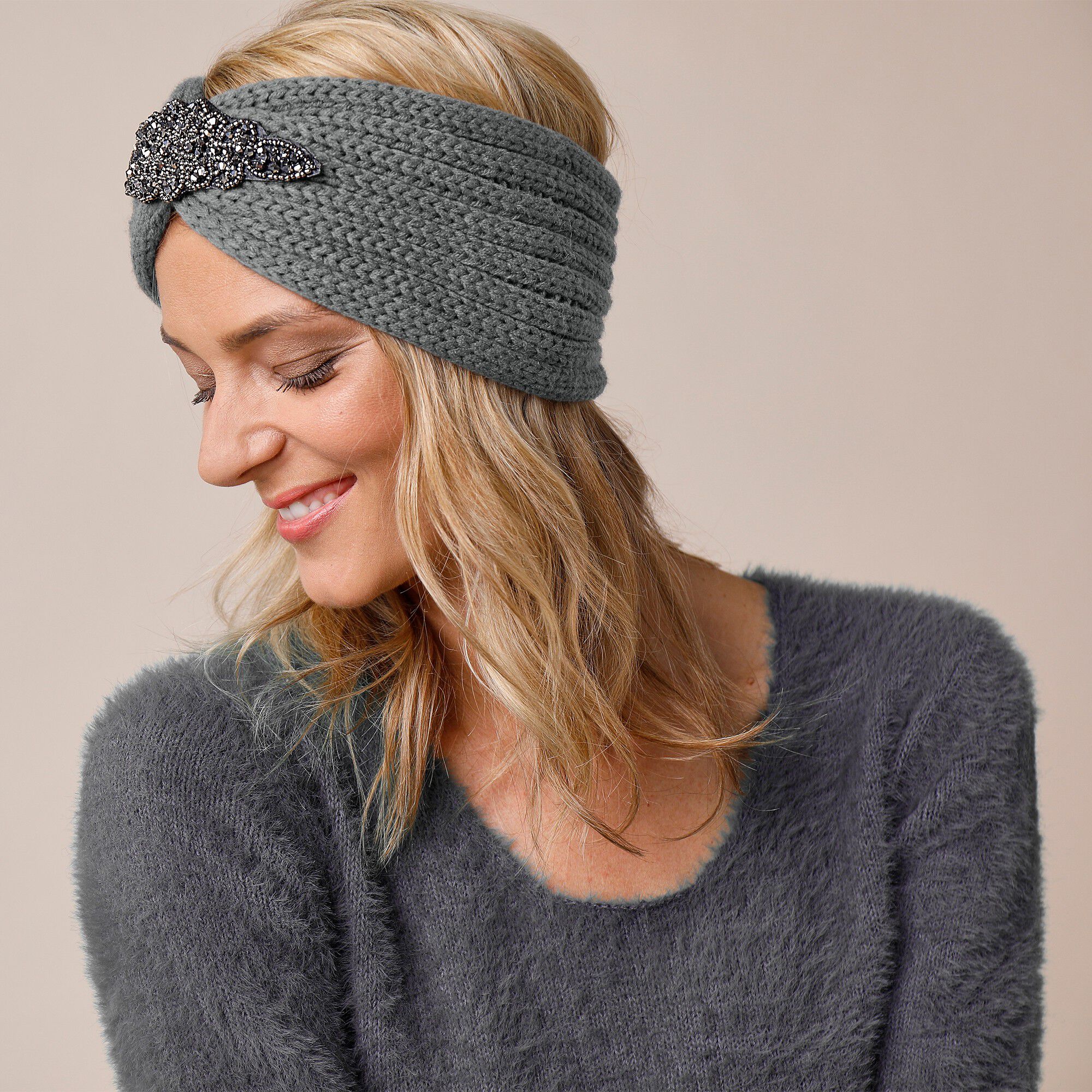 Headband en maille avec bijou