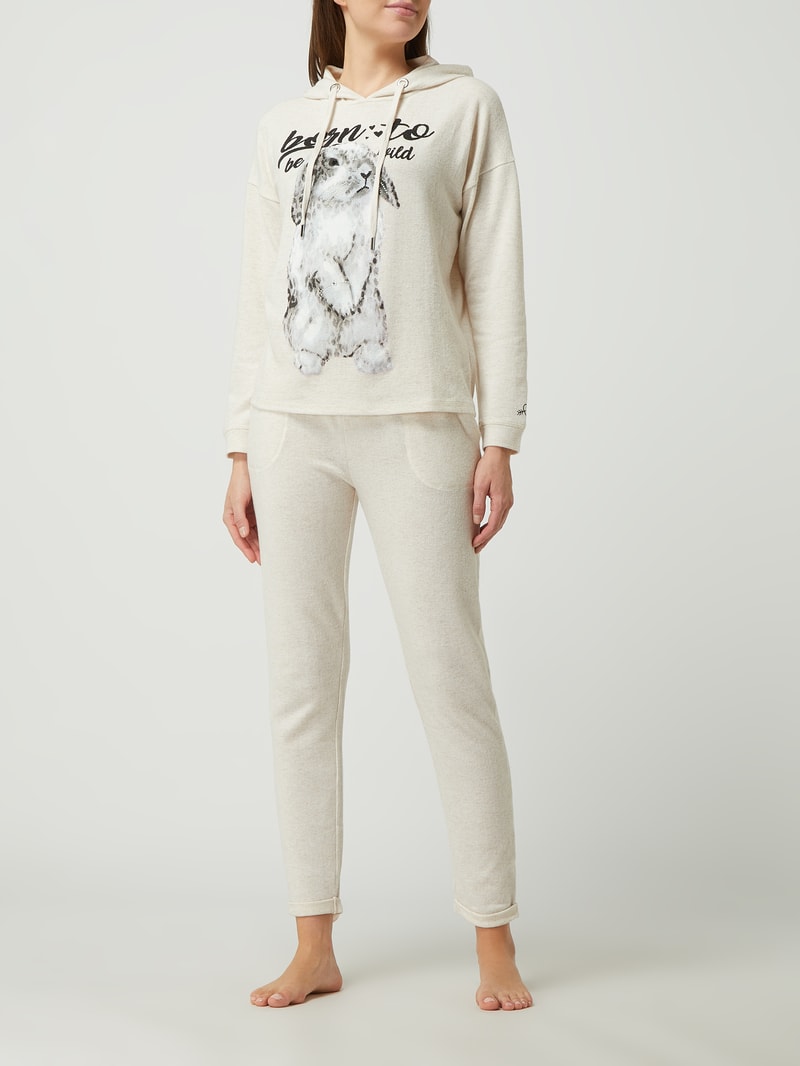 Lounge-Hose mit elastischem Bund in beige meliert