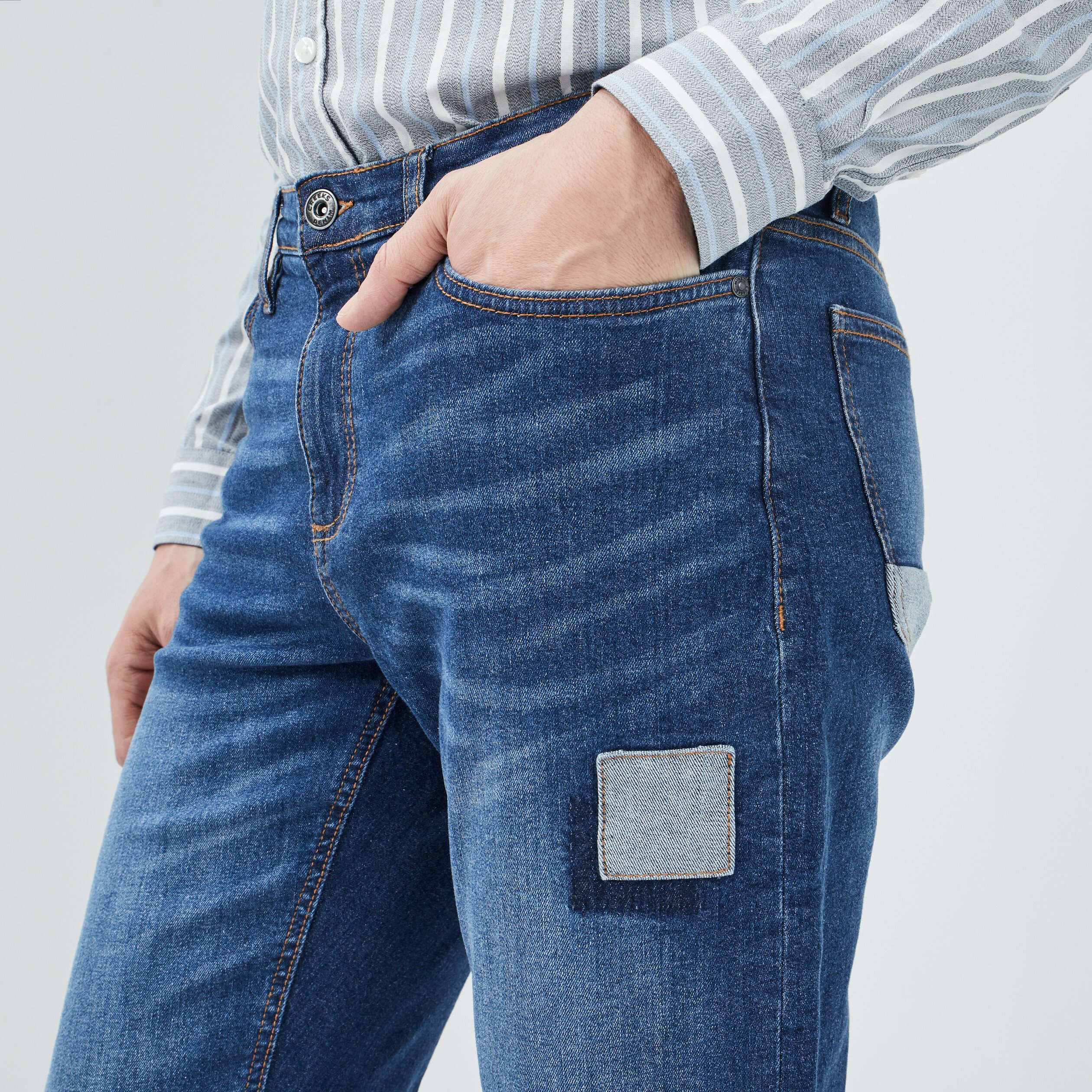 Jeans straight Creeks denim double stone homme | La Halle