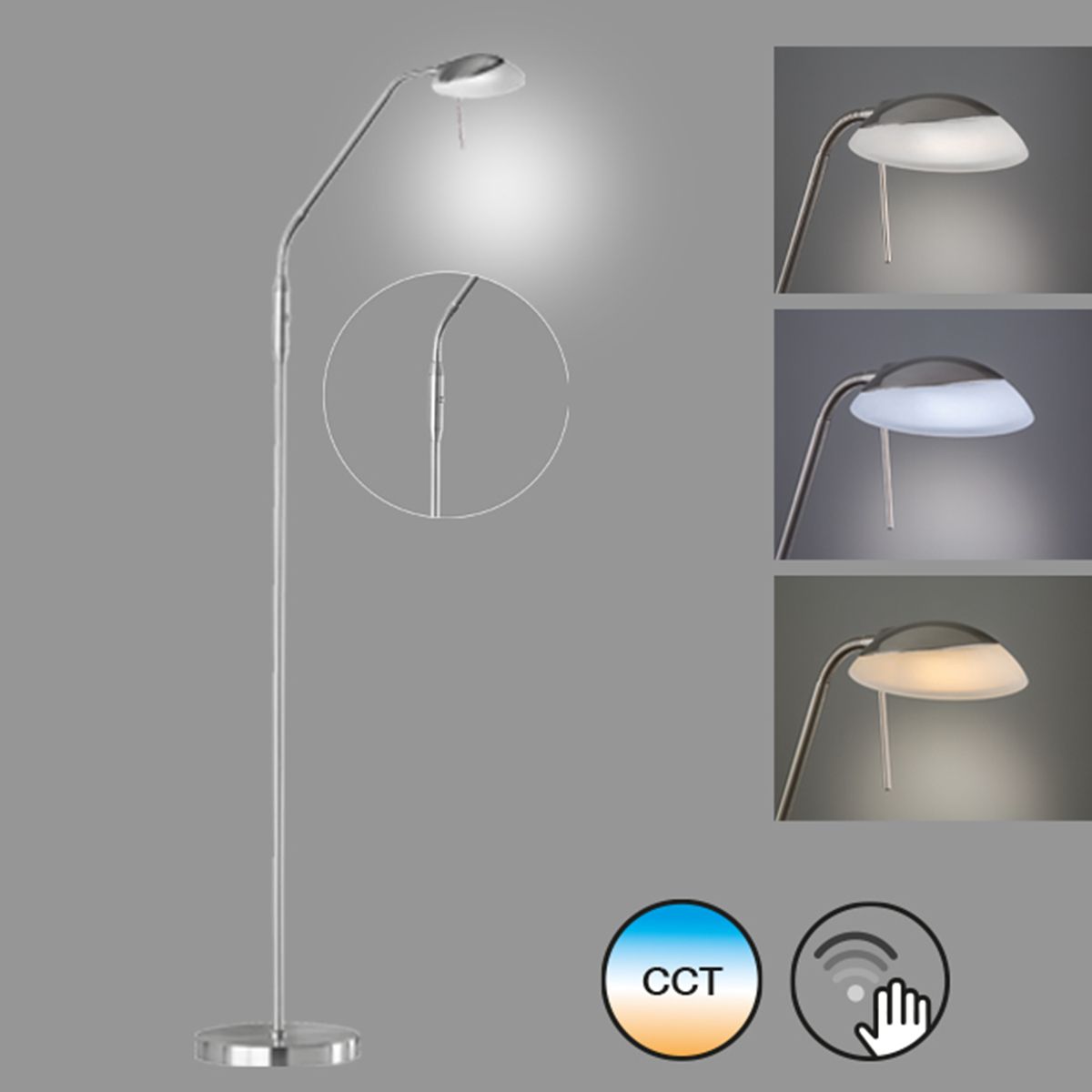 Fischer & Honsel 1-flg LED Stehleuchte Pool-TW Nickel