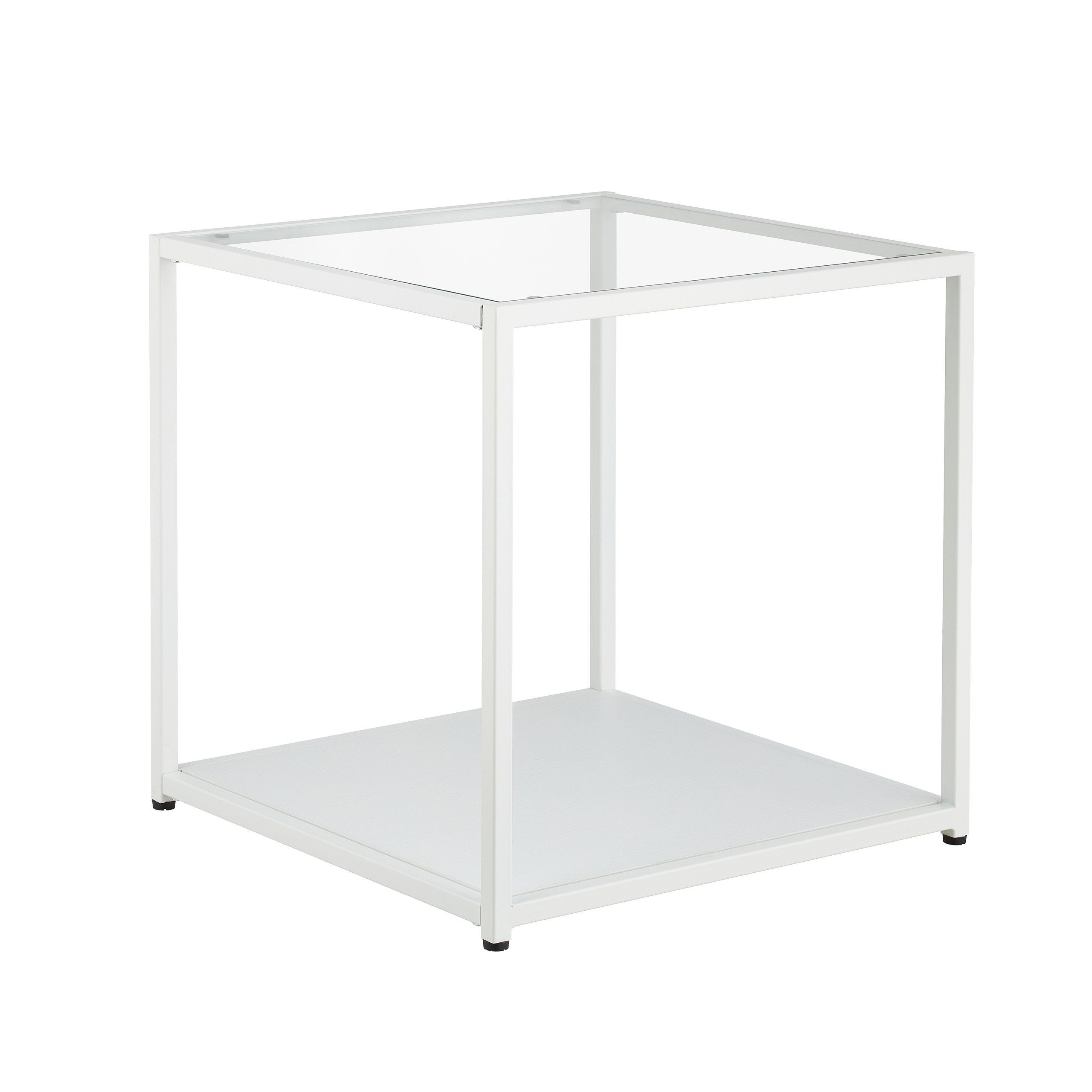 relaxdays Beistelltisch Beistelltisch Quader mit Glas
