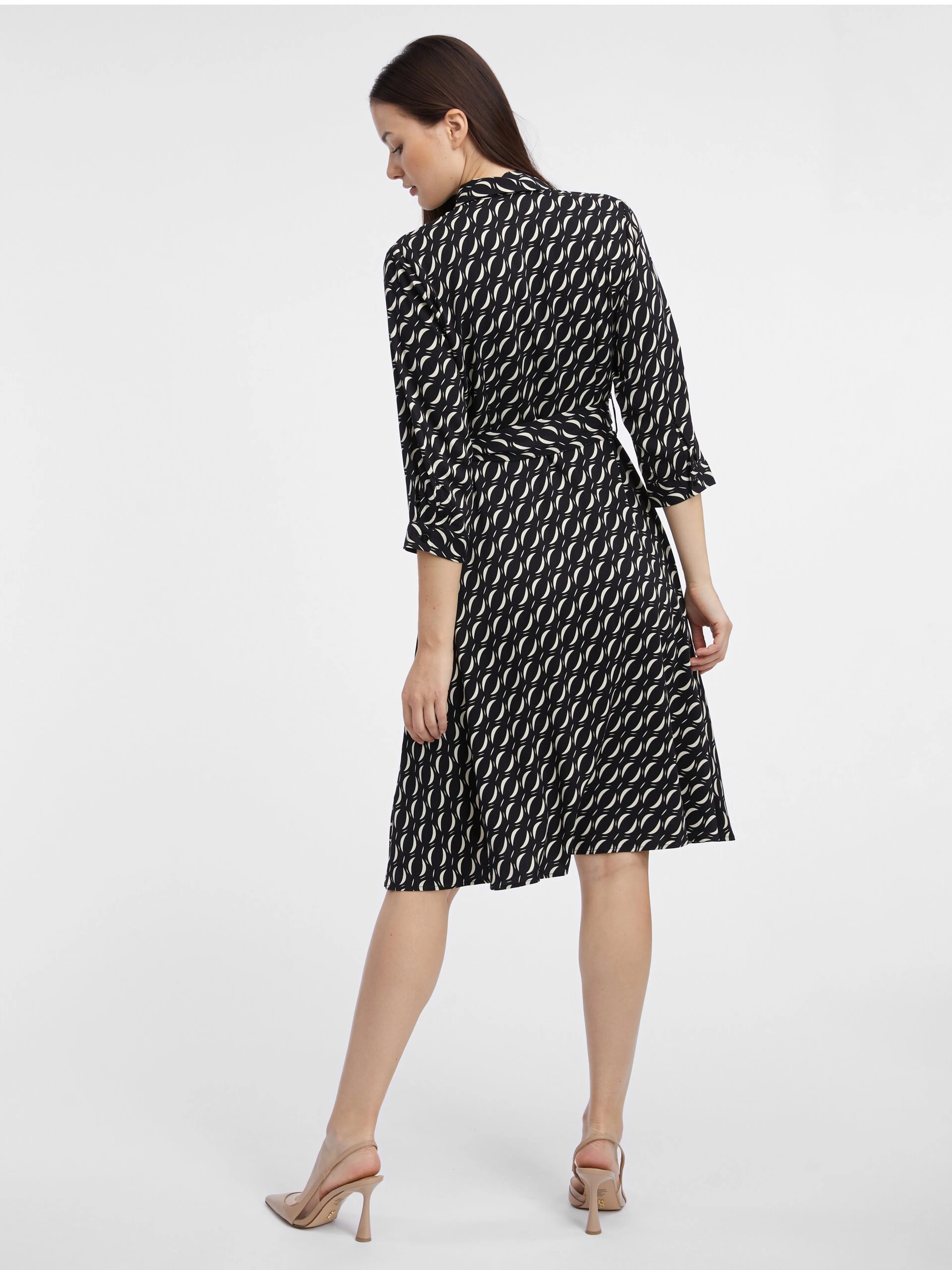 Schwarzes gemustertes Damen Hemdkleid ORSAY