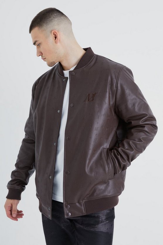Tall geprägte PU-Jacke mit Etikett