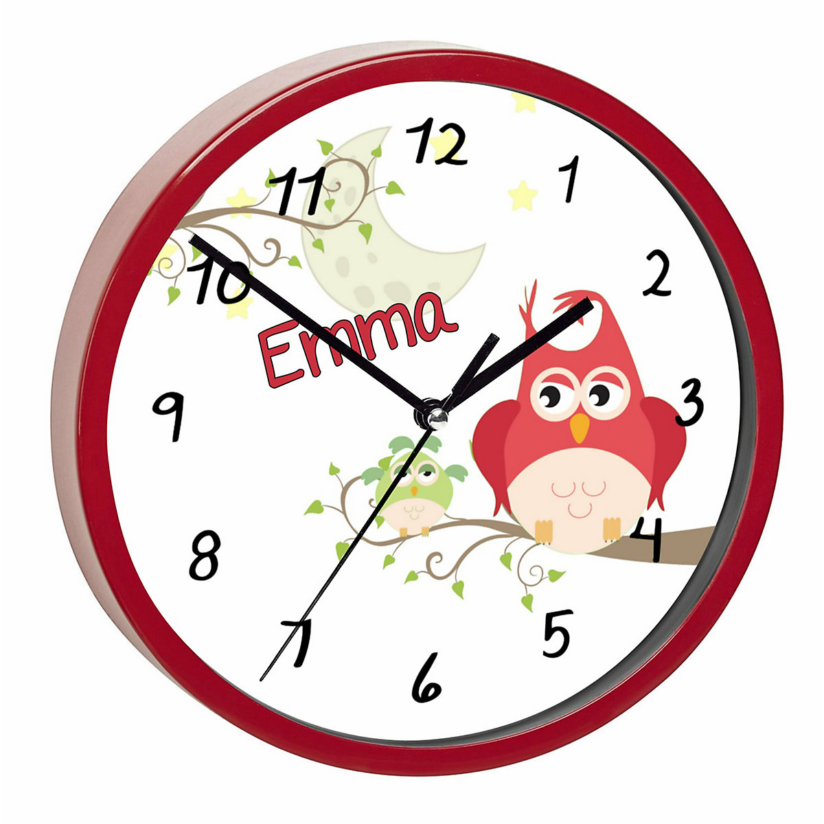 Kinder Wanduhr personalisiert mit Name Eule Mama