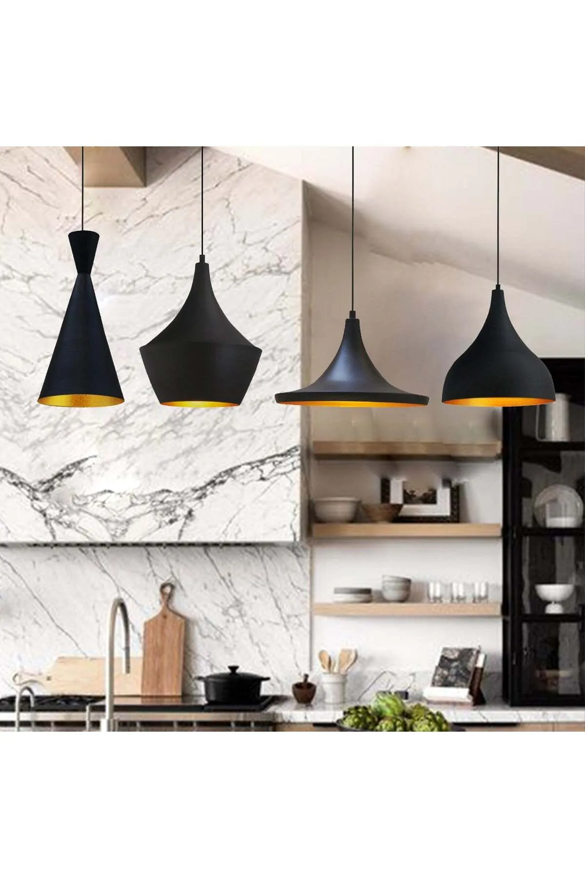 Bamyum  Esstischlampe Hängend 4 Flammig Pendelleuchte Set aus 2-3-4 Pendellampen Hängelampe Pendelleuchte