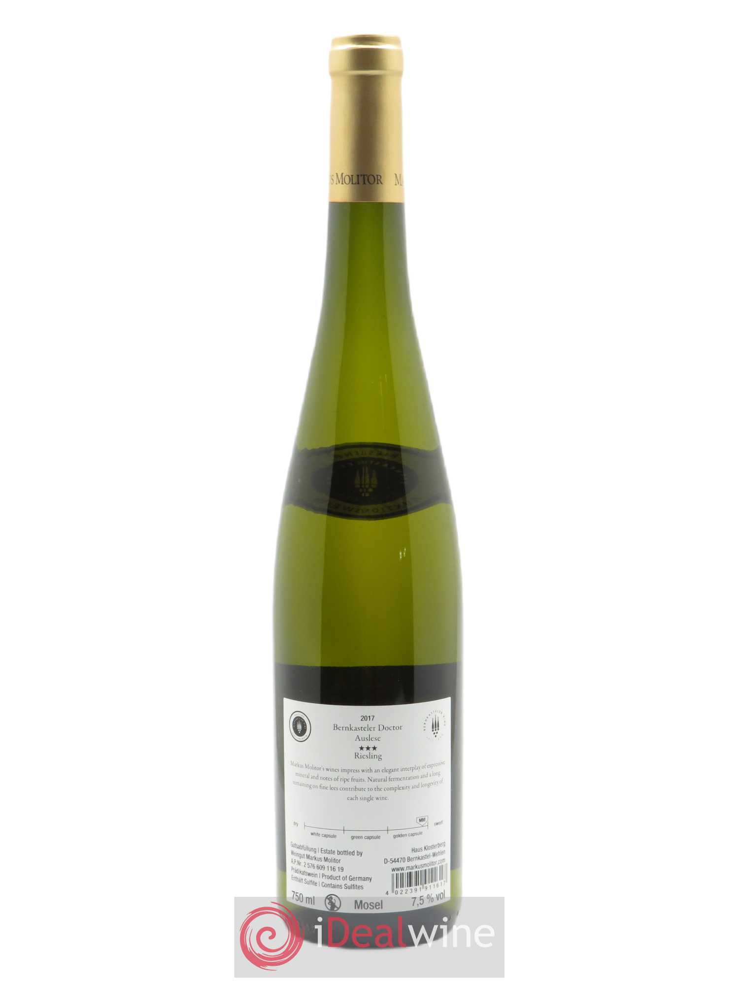 Riesling Markus Molitor Bernkasteler Doctor Auslese Gold Capsule°°° Auktionswein 2017 - Lot de 1 Bouteille