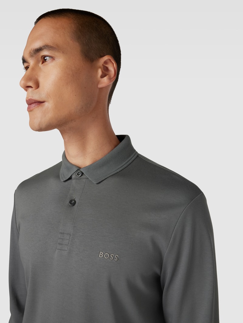 Poloshirt mit Label-Stitching Modell 'PIROL' in dunkelgrau
