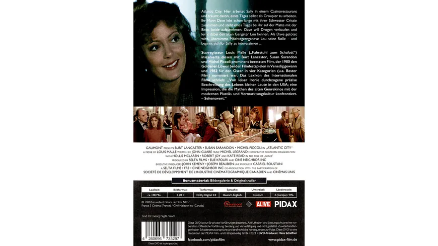 Atlantic City, USA - Remastered Edition / Starbesetztes Meisterwerk von Regisseur Louis Malle (Pidax Arthouse)