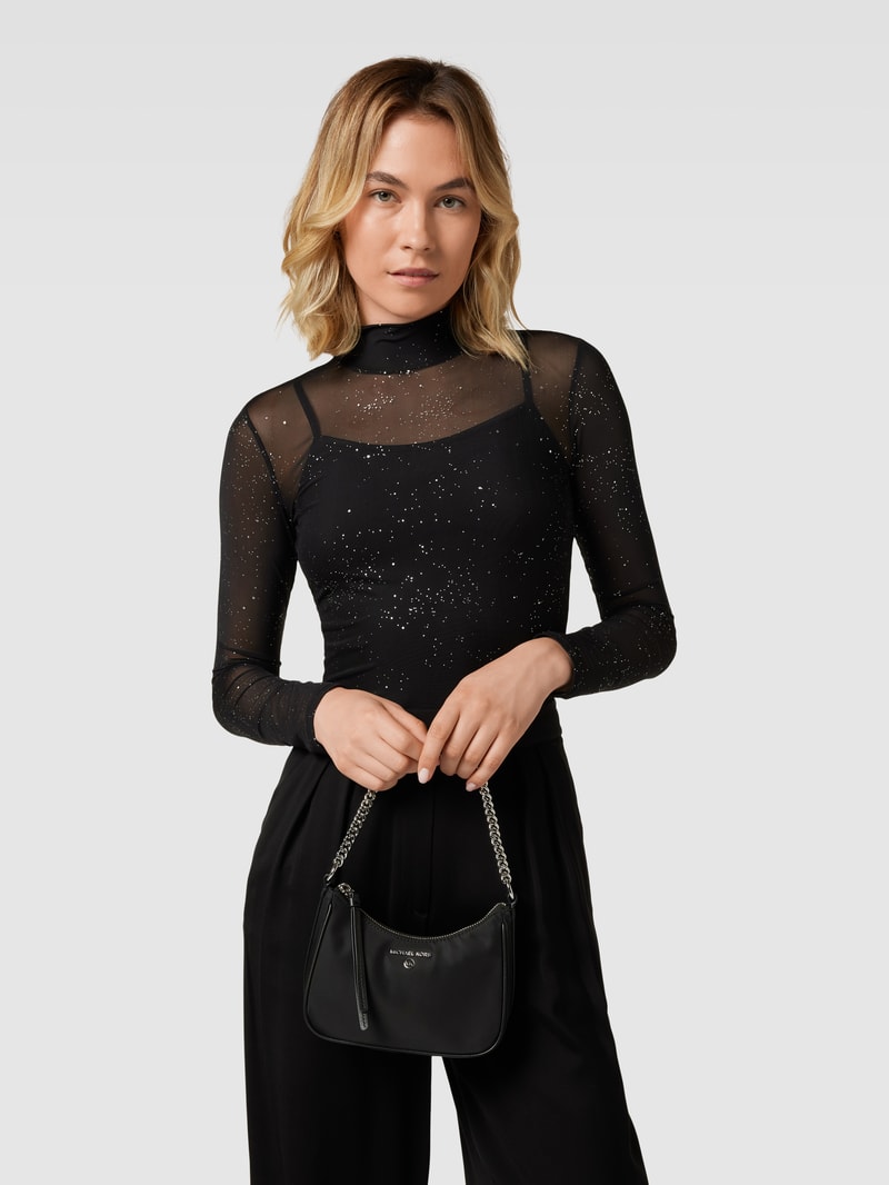 Pochette mit Label-Applikation Modell 'JET SET CHARM' in schwarz