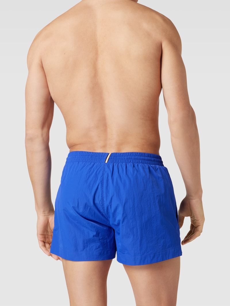 Badehose mit Label-Detail Modell 'Mooneye' in blau