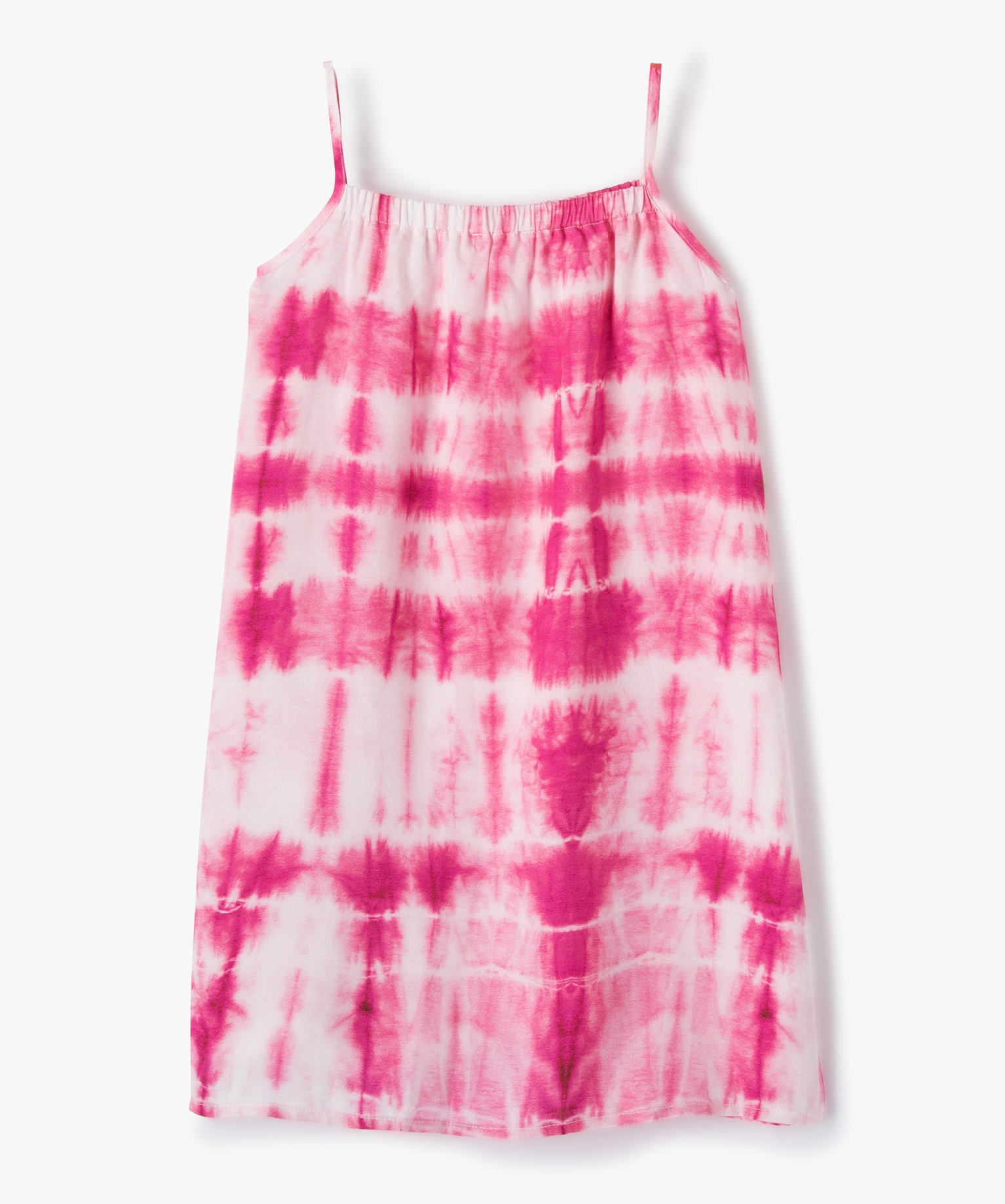 Robe fille à fines bretelles et imprimé tie-and-dye rose | GEMO