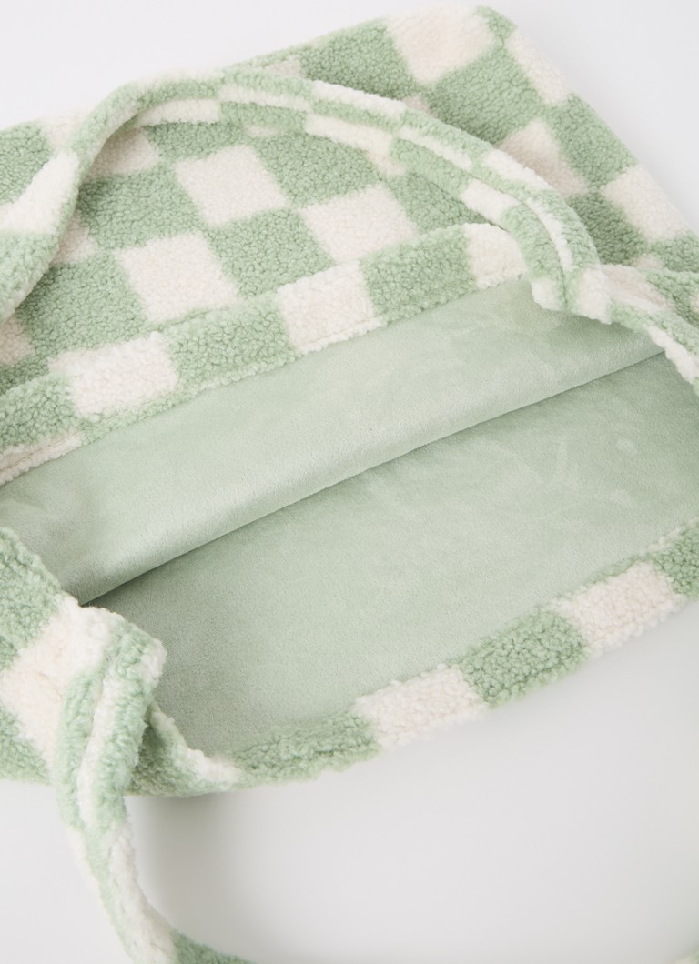 Studio Noos  Mom Bag shopper van teddy met ruitdessin