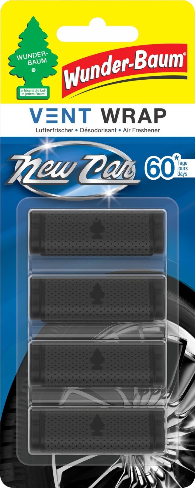 Wunder-Baum Luftreiniger VENT WRAP New Car Lüftungsgitter Duft Clips WUNDERBAUM 4er Set