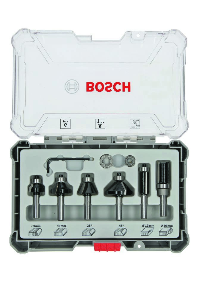 Bosch Blue Accessories 2607017468 Juego de 6 fresas de cantos con vástago de 6 mm