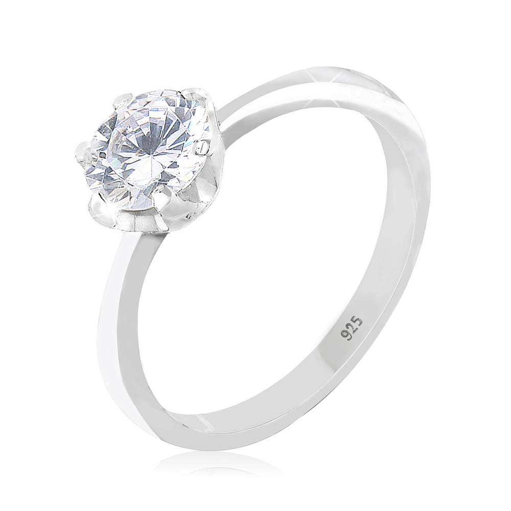 Elli Elli Bague Femme Classique des Fiançailles avec Cristal de Zircone en Argent Ster Bague