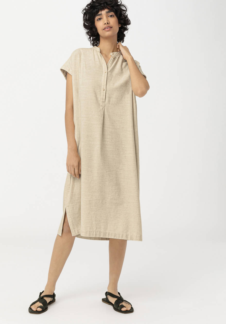 Kleid aus Bio-Baumwolle mit Leinen