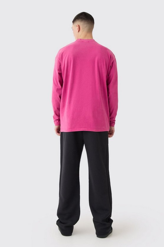 Oversized Man Extended Neck Washed Long Sleeve T-shirt