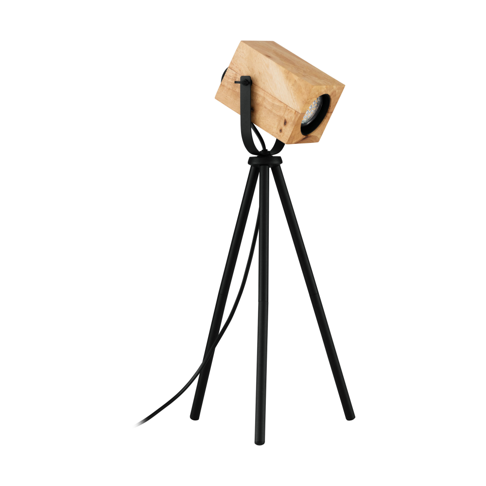 Tischleuchte Ayles schwarz/Holz