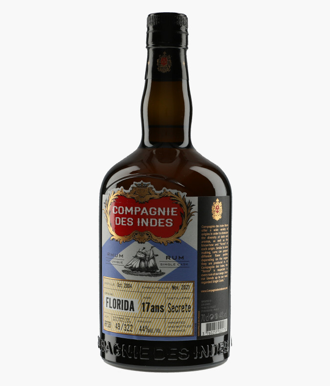 Rhum Florida French Whisky Finish Distillerie Secrète N.V.LA COMPAGNIE DES INDES