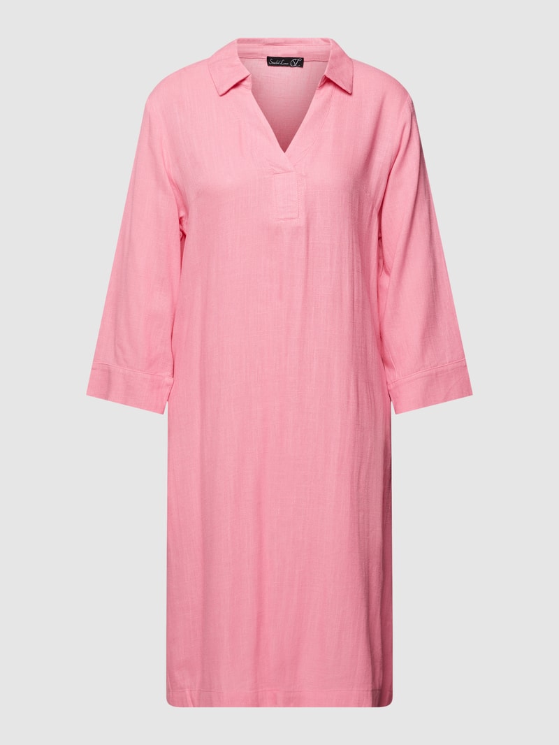 Knielanges Tunikakleid mit 3/4-Arm in pink
